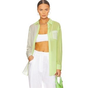 Solid and Striped oxford tunic in lime